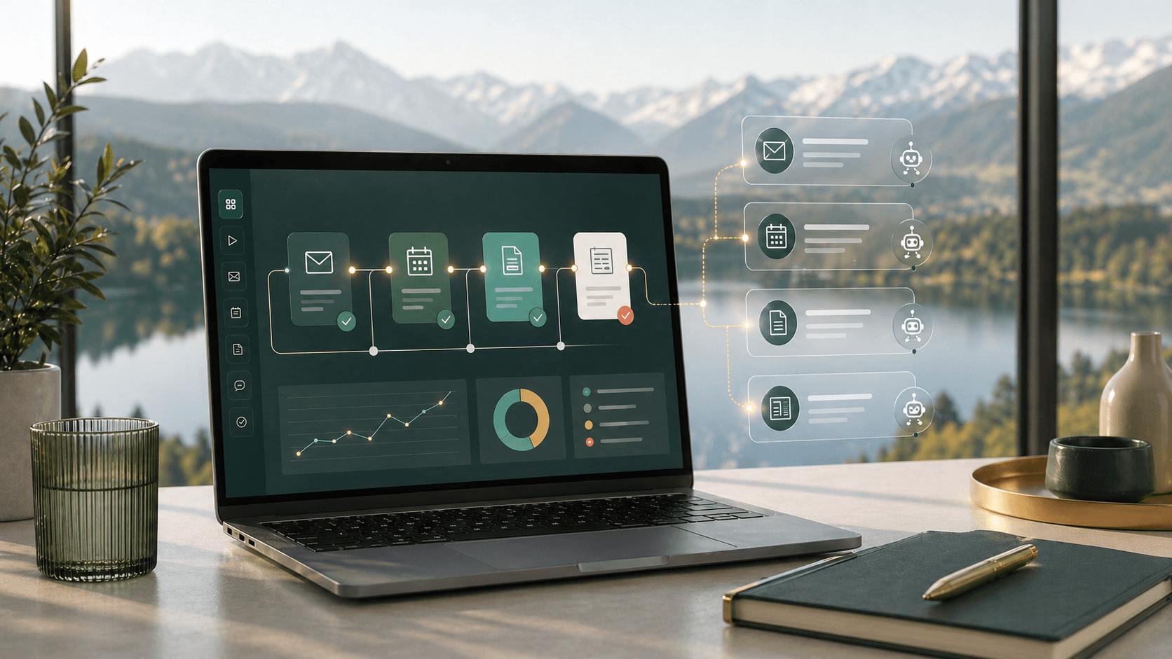 KI-Automatisierung für Kärntner KMU mit Workflow-Dashboard für E-Mail, Termine, Rechnungen und Content