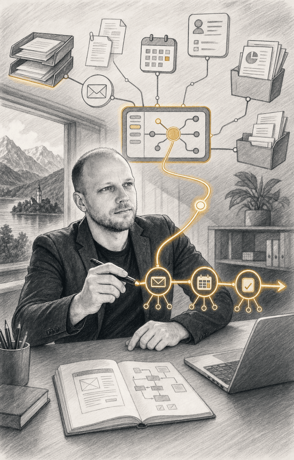 Visual AI – workflow Hermes con automazioni e nodi operativi