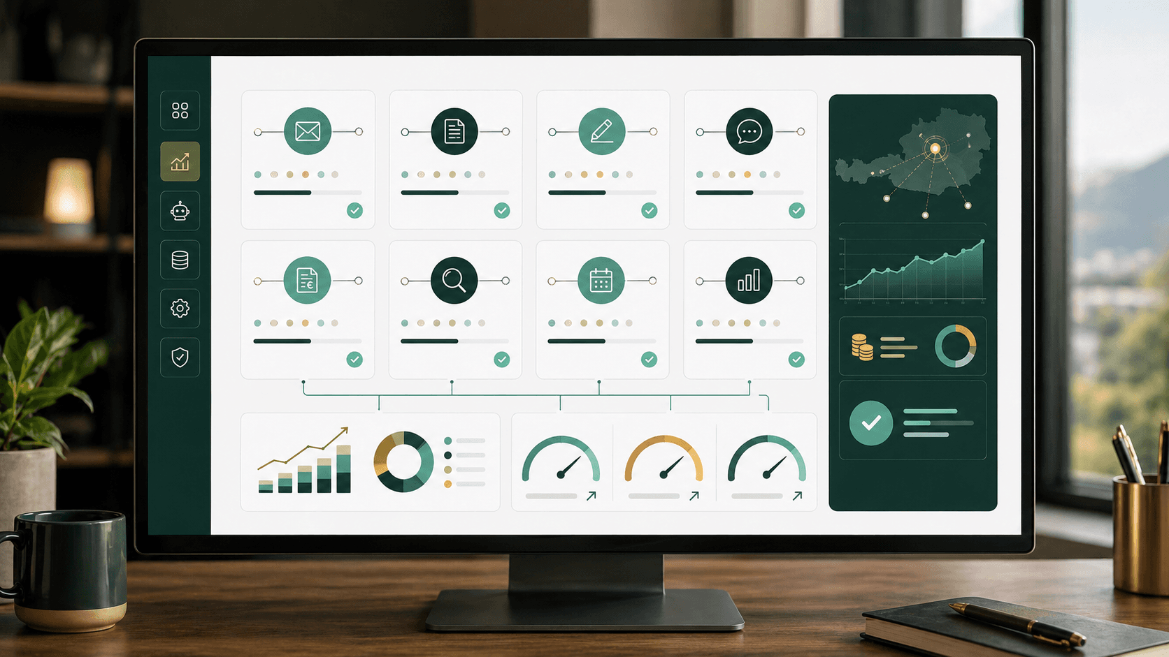Kosten-Nutzen-Dashboard für acht KI-Automatisierungen in einem KMU